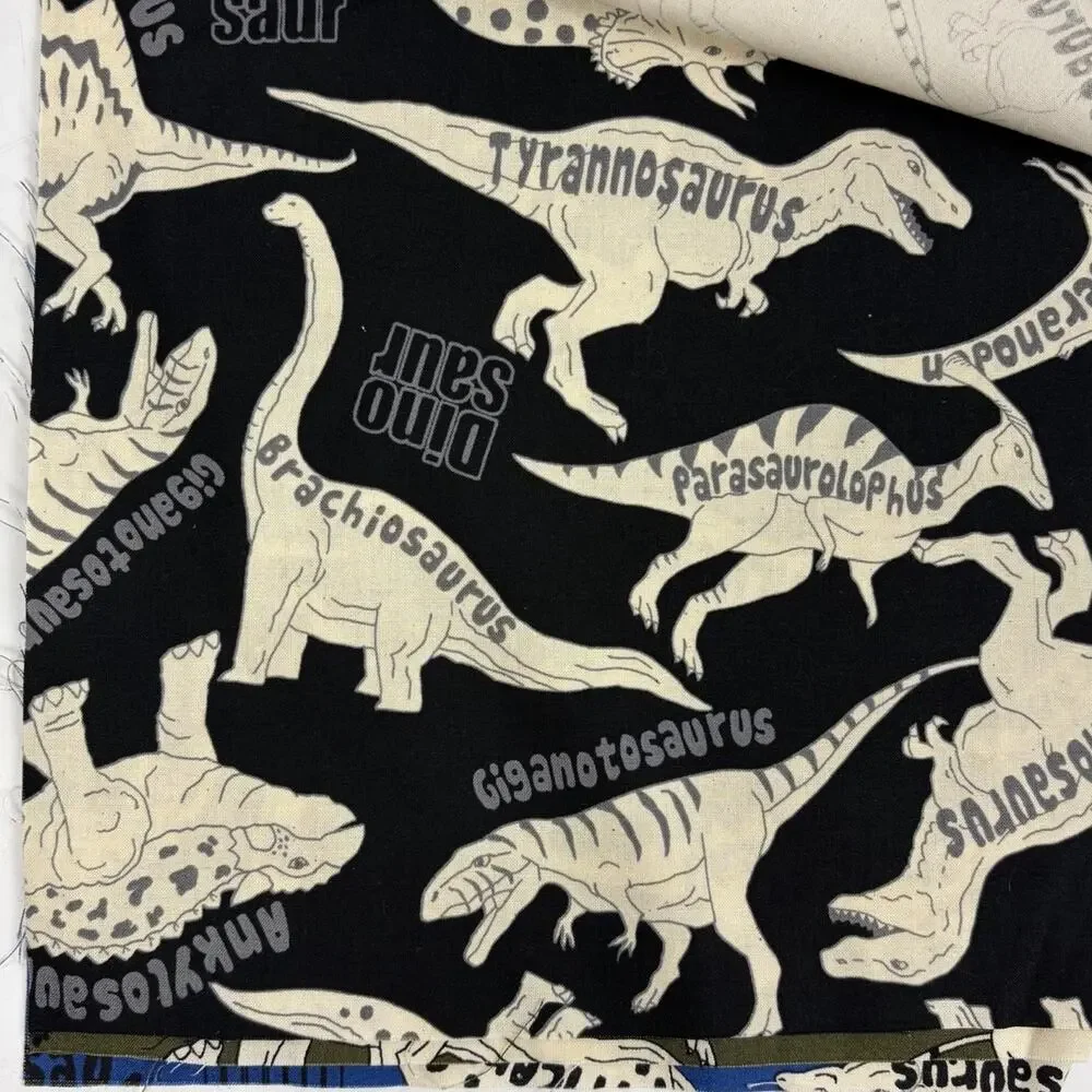 Kokka Japan Cotton Sheeting Fabric 4 Sample Set Dinosaurs 10.5” x 16”